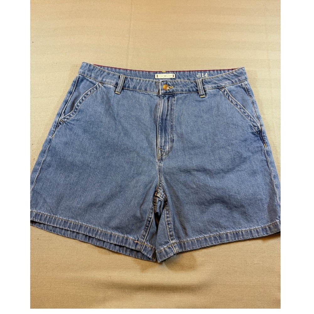 Tommy Hilfiger Womens Denim Shorts Size 14 Medium Wash Blue Casual Shorts 1912